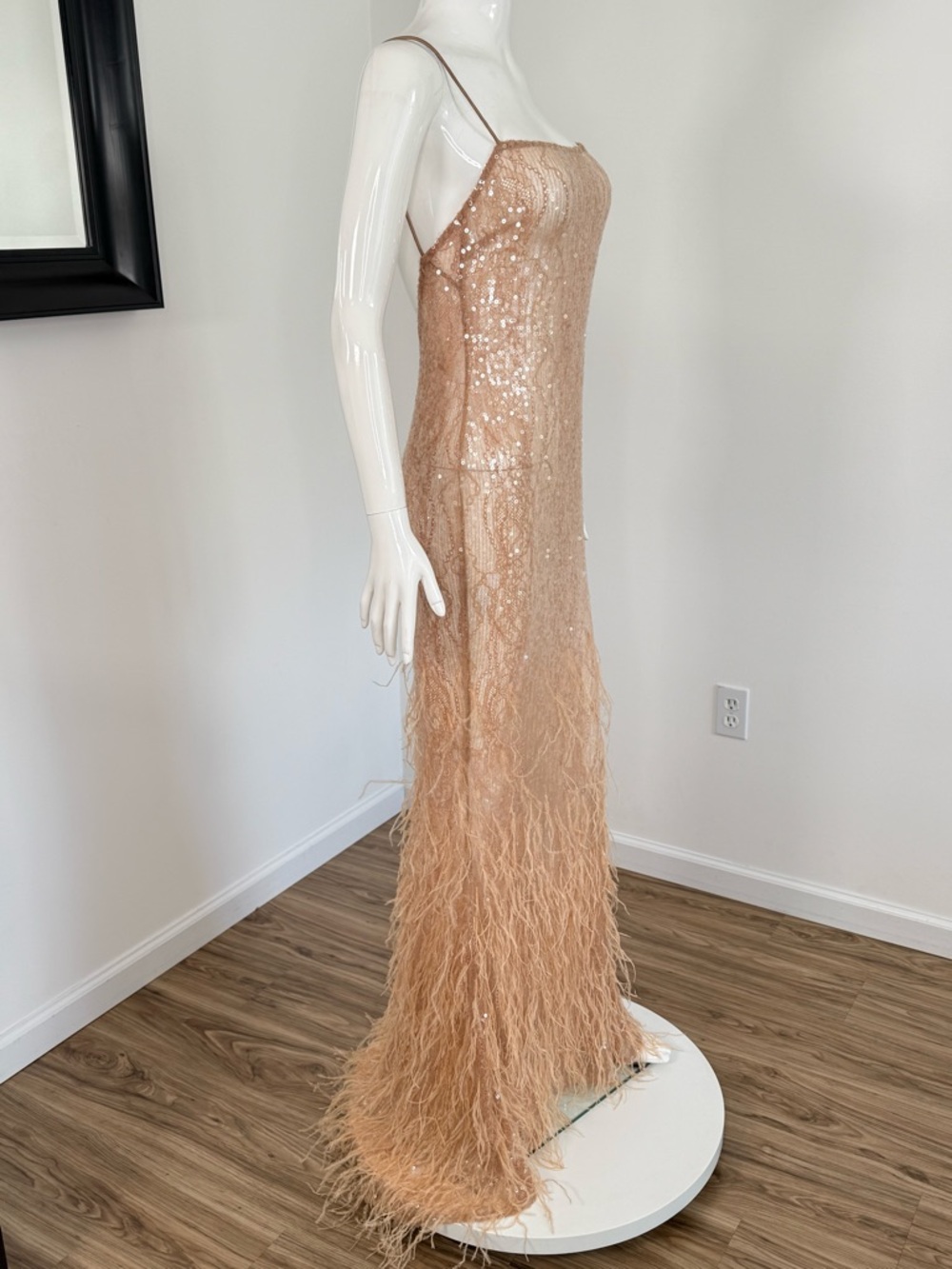 NWOT RETROFETE ODESSA SEQUIN FEATHER DRESS SIZE S $1998 - Picture 7 of 14